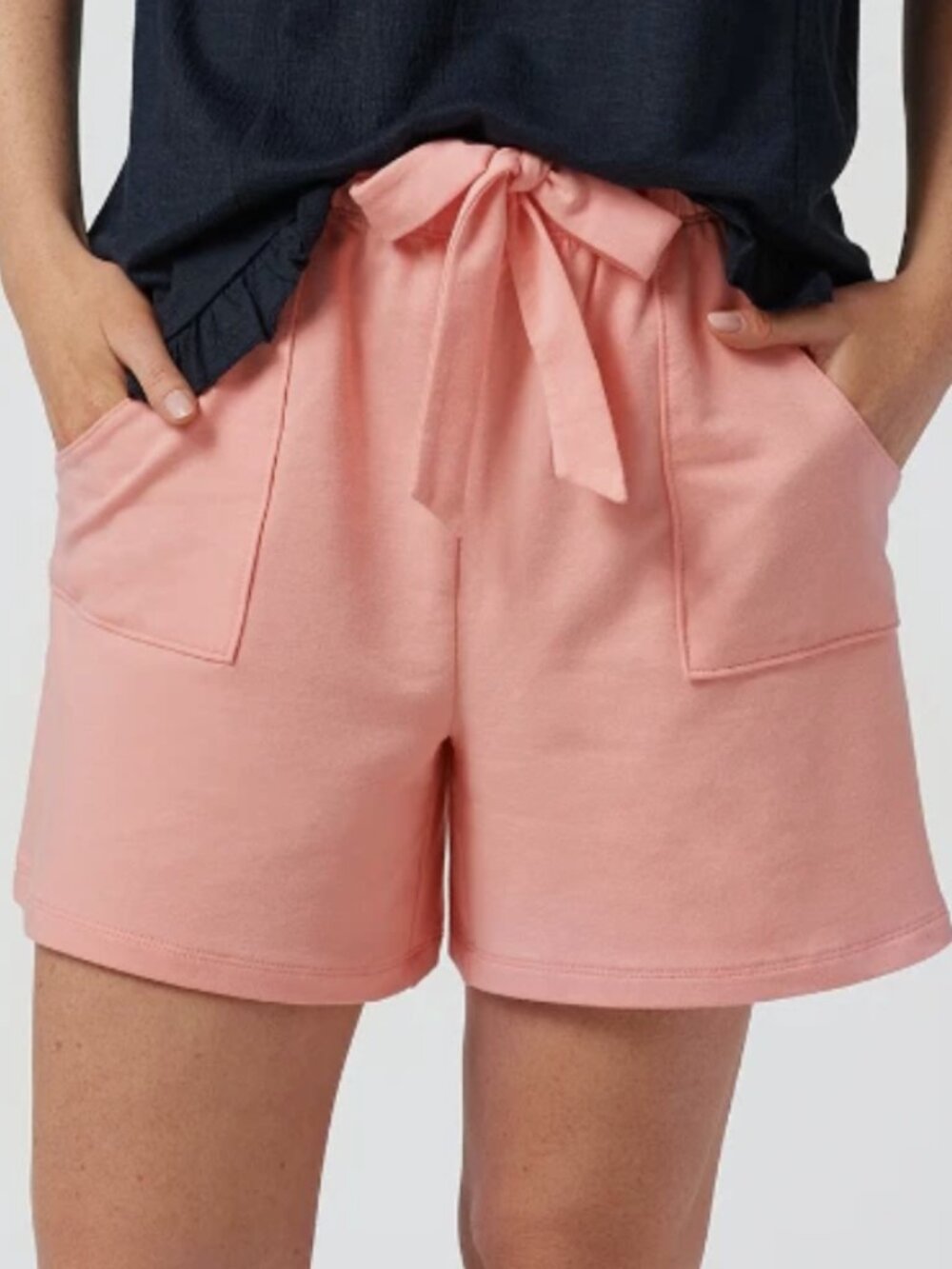 AnyBody French Terry Tie Waist Shorts